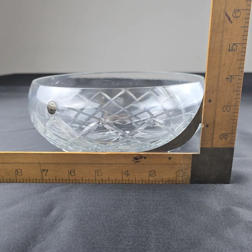 Romanian Handcrafted Lead Crystal Bowl •‎ 24% PbO • 4″ H × 8″ D • Pristine